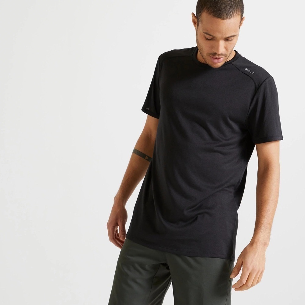 Domyos 360 Cardio Training Black Mesh Back Top Shirt Athletic Sporty